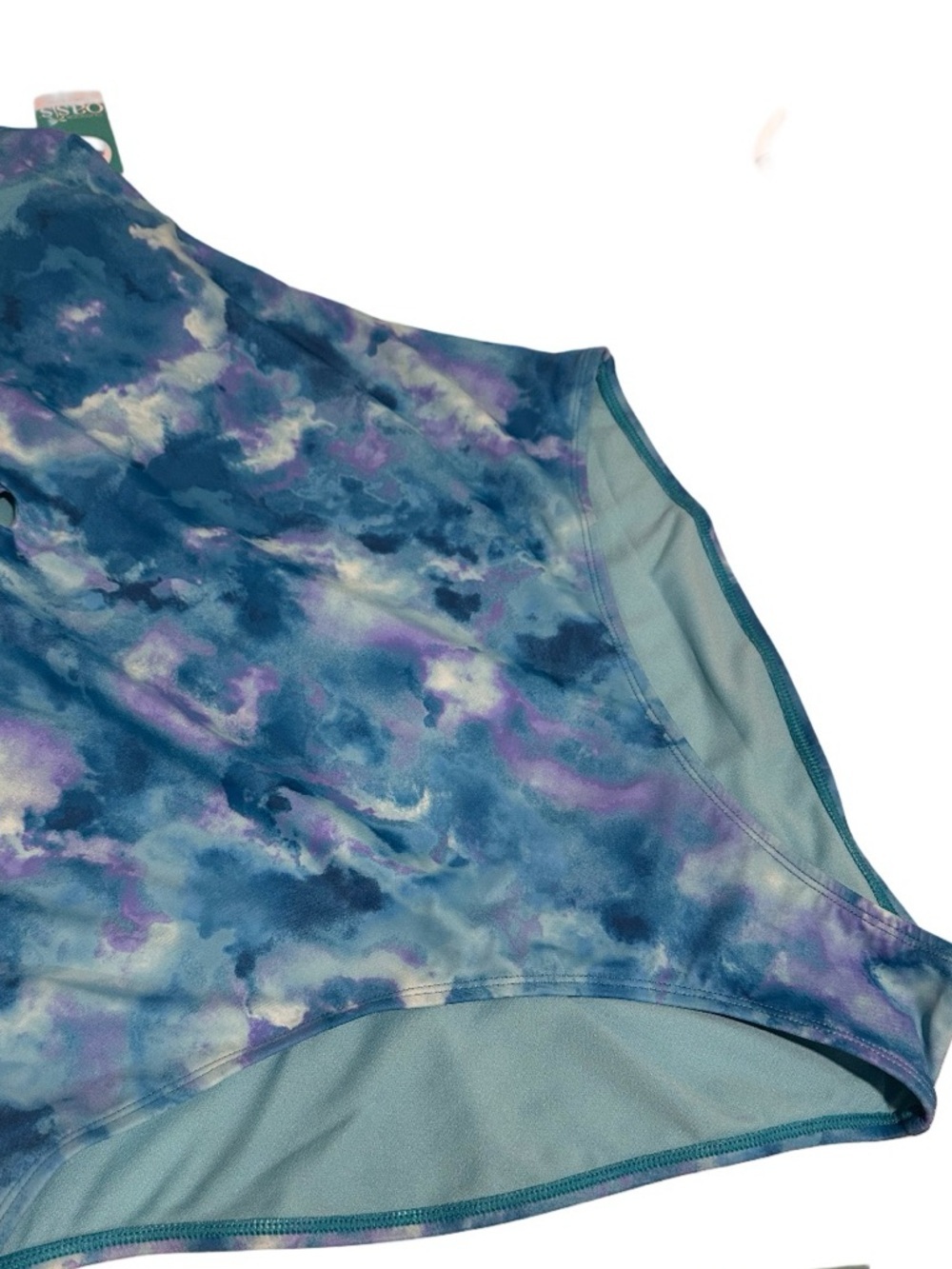 JC Penney’s Outdoor Oasis Aqua Beach Tie Dye Blue One-Piece Swimsuit XL NWT - Picture 5 of 15